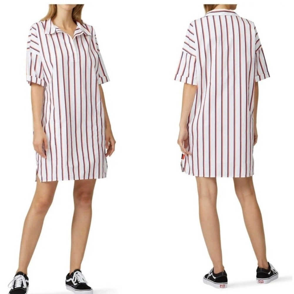 KULE The Izzy Shirtdress Womens Small White Navy Poppy Striped NEW WS10P1